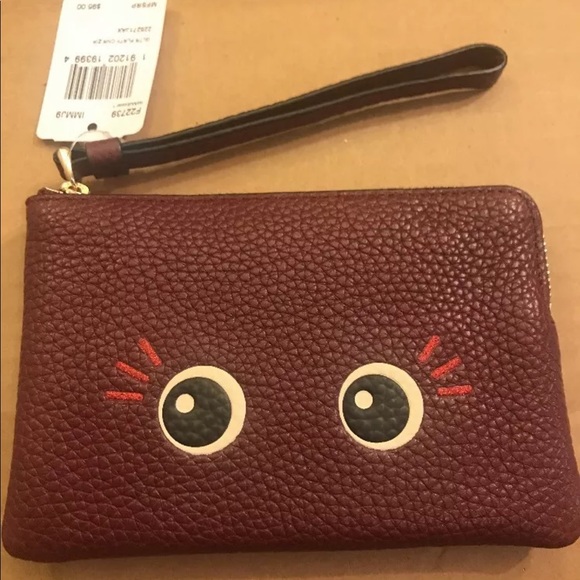 COACH Flirty Eyes Wristlet Wallet Burgundy - Picture 2 of 7